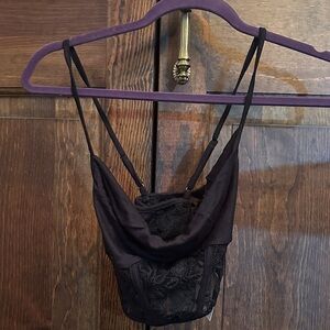 Scoop Neck Black Lace Corset Top